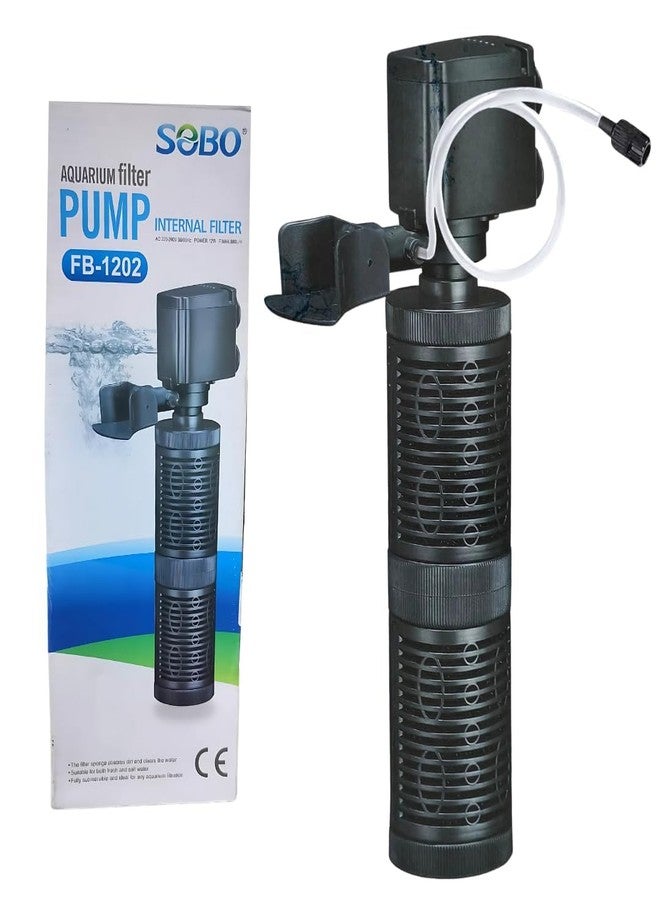 PET FUN SOBO Aquarium Internal Filter Pump FB-1202| Fully Submersible Water Circulator & Oxygenator with 12W Powerful Motor | 880L/H Flow Rate | Suitable Fresh & Saltwater Fish Tank (SOBO FB-1202) - Image 1